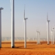Wind turbine farm in the desert.