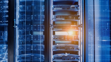 Close up of control board in data center electrical panel.