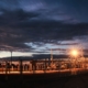 Exterior of a power facility at night.