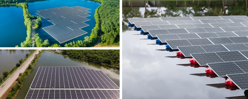 Floating solar panels in lakes.