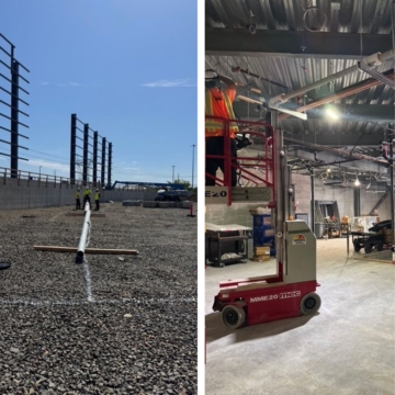 OEG electrical contractors and electricians working on the Hillsboro Hops Ballpark stadium in Oregon.