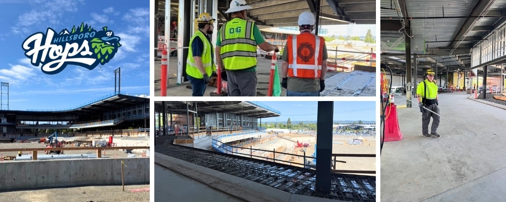 OEG electrical contractors and electricians working on the Hillsboro Hops Ballpark stadium in Oregon.
