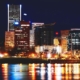 Portland, Oregon cityscape at night.